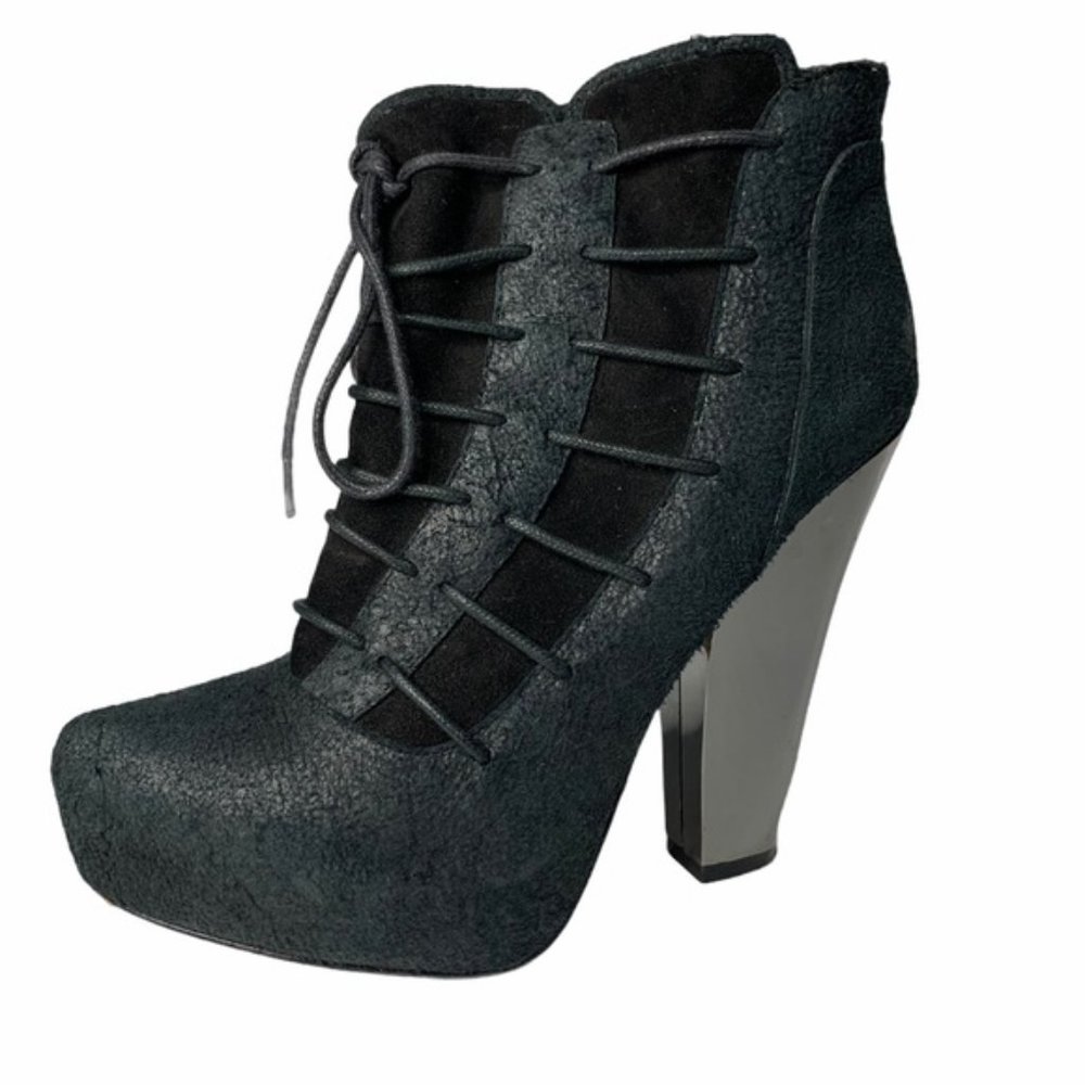 Velvet Angels Black & Grey Platform Ankle Booties